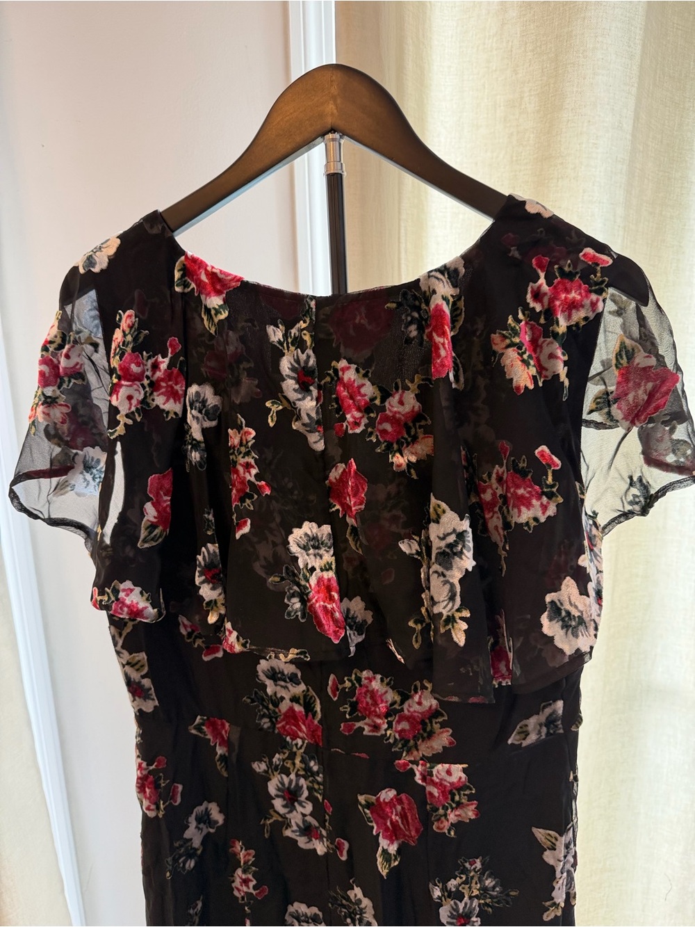 Anna Sui /Modcloth Black Maxi Dress with Black Red Floral Print